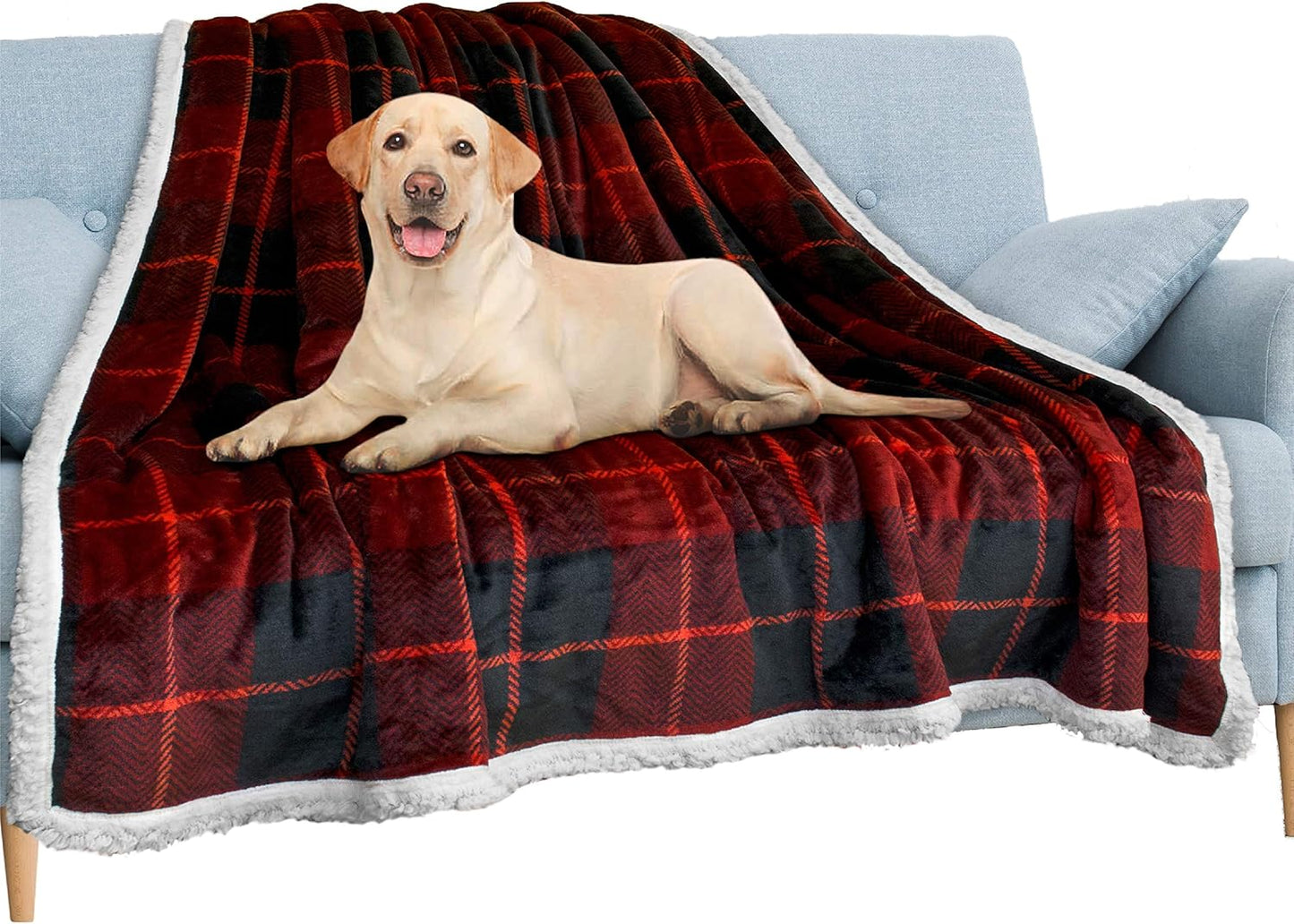 Waterproof Plush Sherpa Pet Blanket - 90x90 Brown Fuzzy Throw for Dogs & Cats