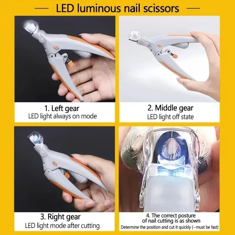 LED Pet Nail Clippers for Dogs & Cats – Safe Grooming Scissors with Precision Toe & Claw Trimmer