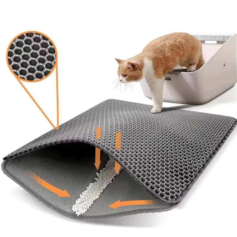 Waterproof Double-Layer Cat Litter Trapping Mat - Clean Pad for Pet Litter Boxes  