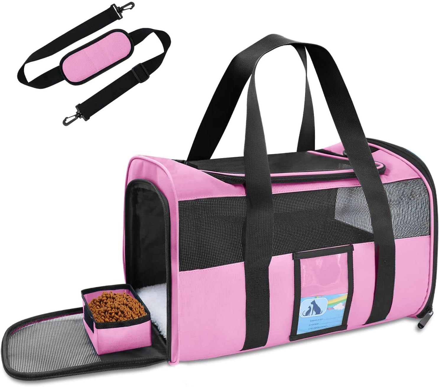 Airline-Approved Pet Carrier for Cats & Small Dogs - 15 lbs, Black, Soft & Collapsible