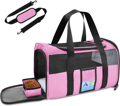 Airline-Approved Pet Carrier for Cats & Small Dogs - 15 lbs, Black, Soft & Collapsible