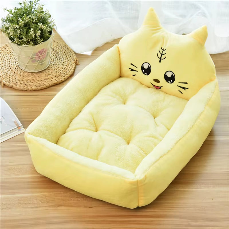 Winter Warm Cartoon Pet Bed Sofa - Washable Cozy Bed for Small Dogs & Cats 