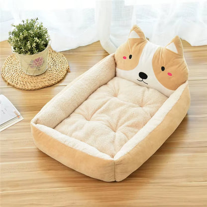 Winter Warm Cartoon Pet Bed Sofa - Washable Cozy Bed for Small Dogs & Cats 