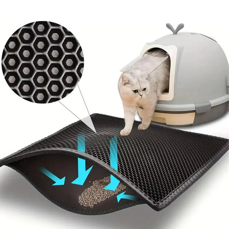 Waterproof Double-Layer Cat Litter Trapping Mat - Clean Pad for Pet Litter Boxes  
