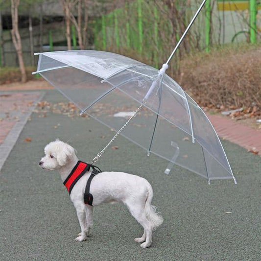 Teddy Poodle & Small Dog Waterproof Umbrella with Built-in Leash Hook – Durable Lightweight Pet Rain Poncho for Walking, Traveling, and Outdoor Protection