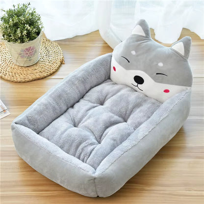 Winter Warm Cartoon Pet Bed Sofa - Washable Cozy Bed for Small Dogs & Cats 