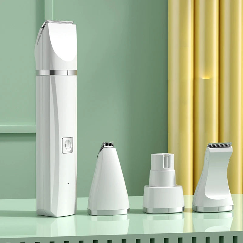 4-in-1 Electric Pet Grooming Clippers - Rechargeable Hair Trimmer & Nail Grinder for Dogs & Cats 