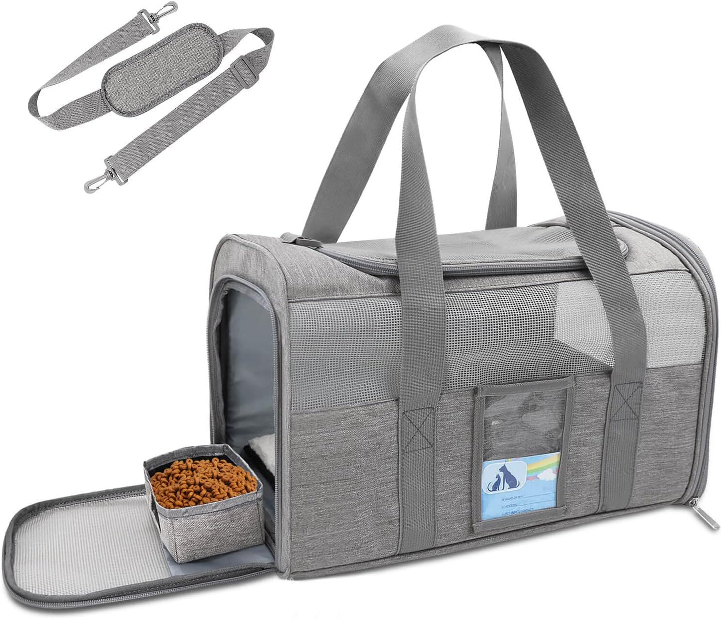 Airline-Approved Pet Carrier for Cats & Small Dogs - 15 lbs, Black, Soft & Collapsible