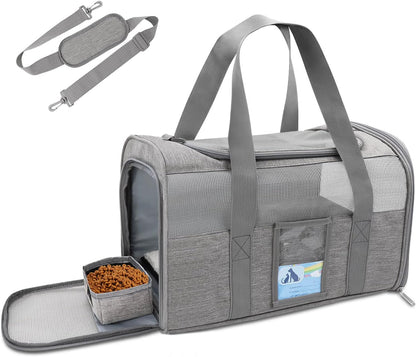 Airline-Approved Pet Carrier for Cats & Small Dogs - 15 lbs, Black, Soft & Collapsible