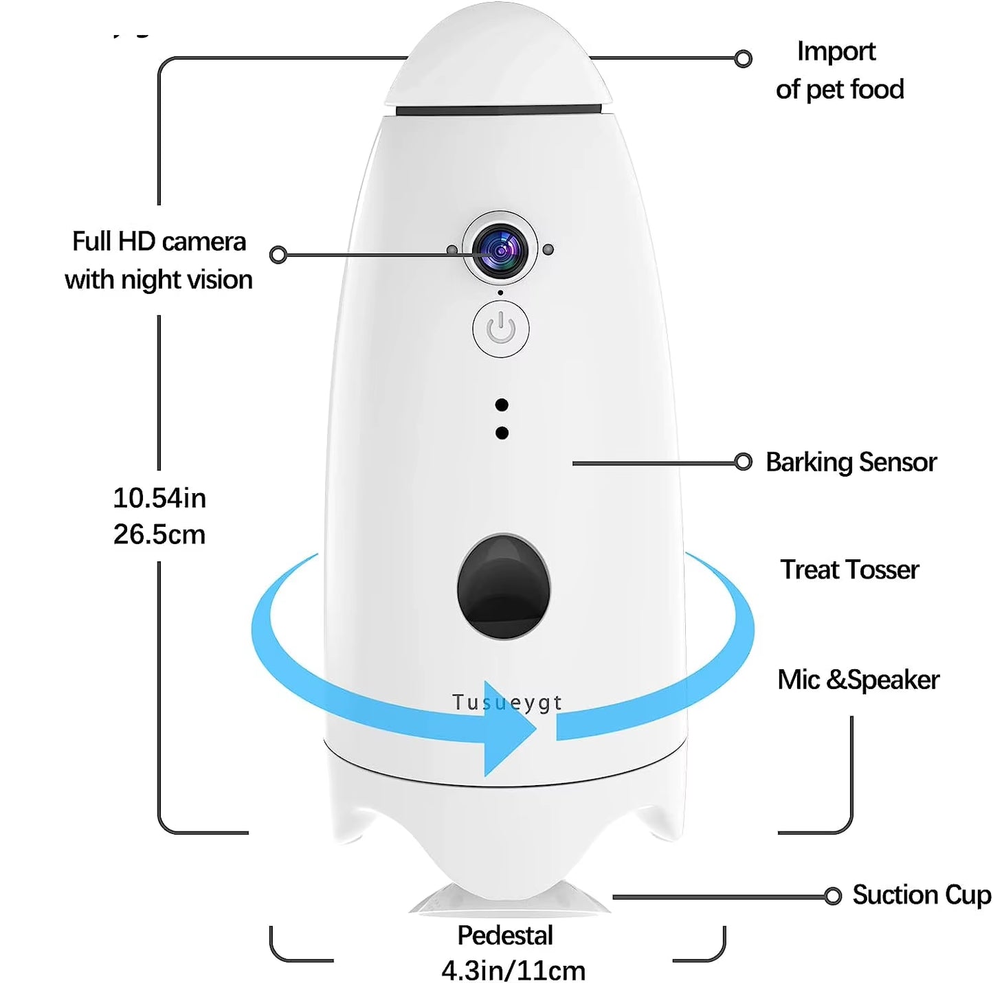 Smart 1080P Dog Camera 180° View with Treat Dispenser - Interactive Pet Feeder and Monitoring System Designed for Dogs