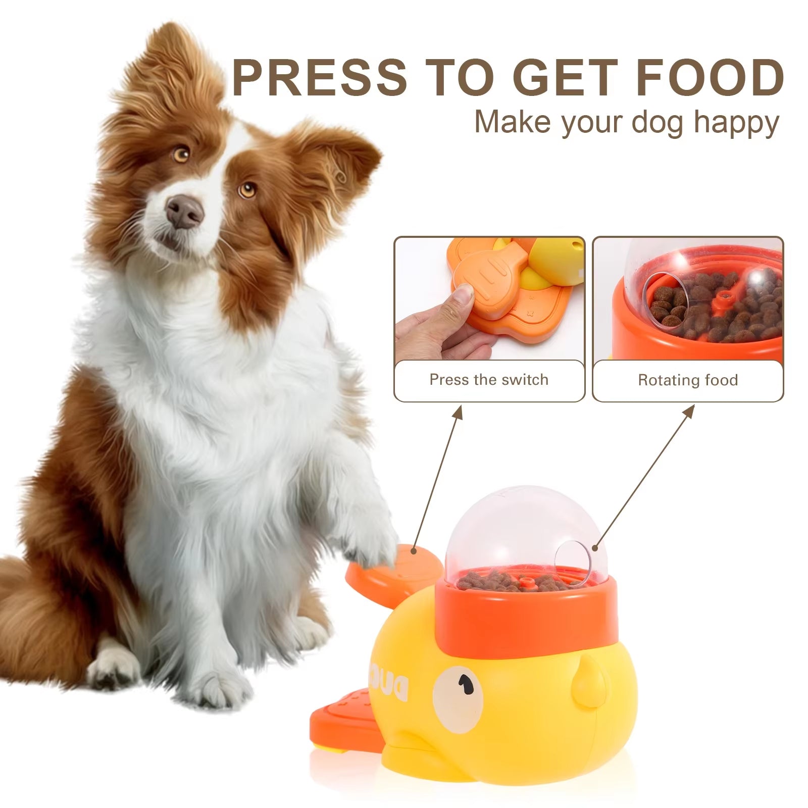 Interactive Dog Feeder Toy – Little Yellow Duck Shape with Cartoon Design, Anti-Slip Base for Intelligence Exercise and Fun Mental Stimulation