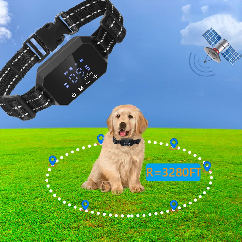 1000M Dog Training Collar Electric GPS Wireless Dog Fence IPX7 Waterproof Electronic Fence Dog Collar for Small Medium Large Dog
