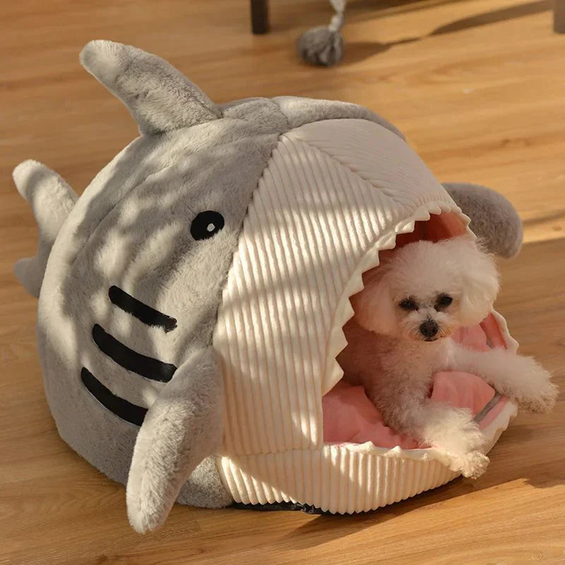 Luxury Plush Shark Pet Bed - Cozy & Playful Retreat for Cats & Small Dogs