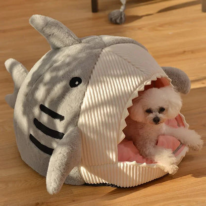 Luxury Plush Shark Pet Bed - Cozy & Playful Retreat for Cats & Small Dogs
