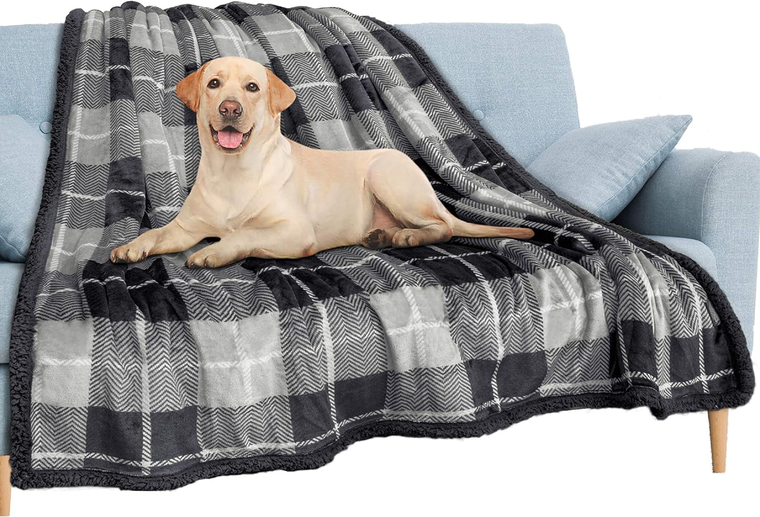 Waterproof Plush Sherpa Pet Blanket - 90x90 Brown Fuzzy Throw for Dogs & Cats 