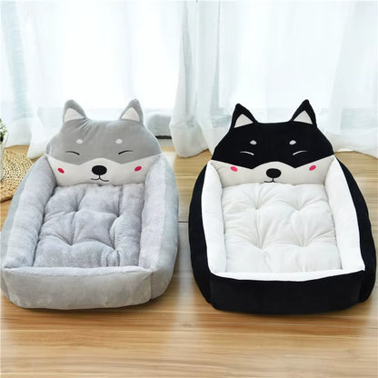 Winter Warm Cartoon Pet Bed Sofa - Washable Cozy Bed for Small Dogs & Cats 