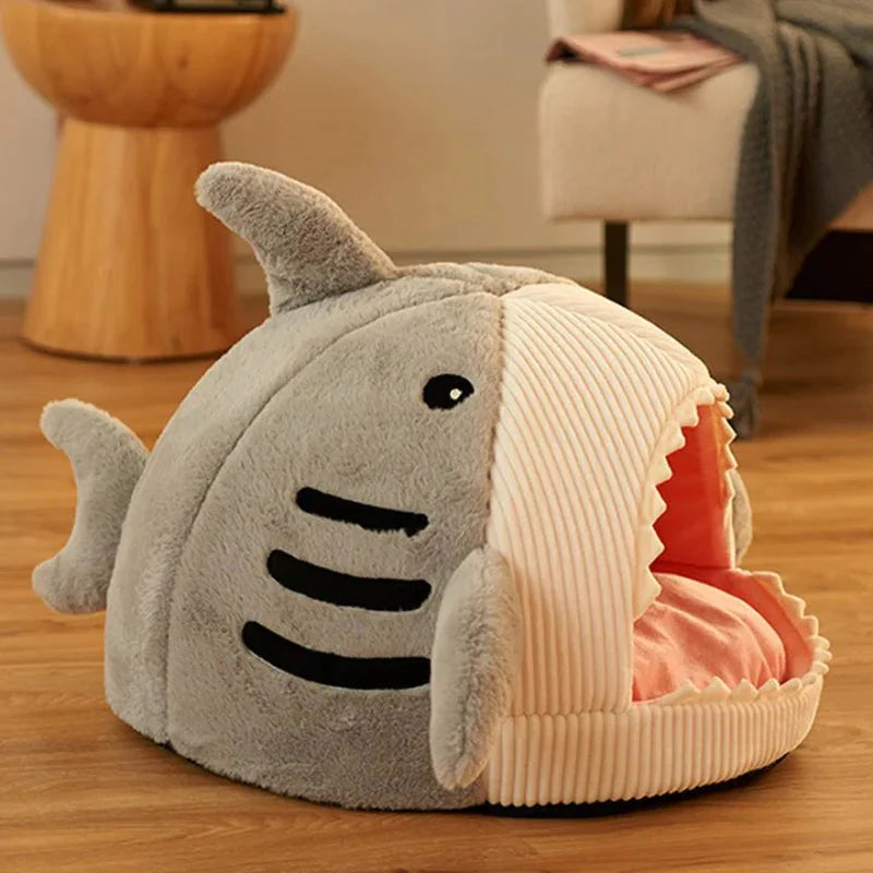 Luxury Plush Shark Pet Bed - Cozy & Playful Retreat for Cats & Small Dogs