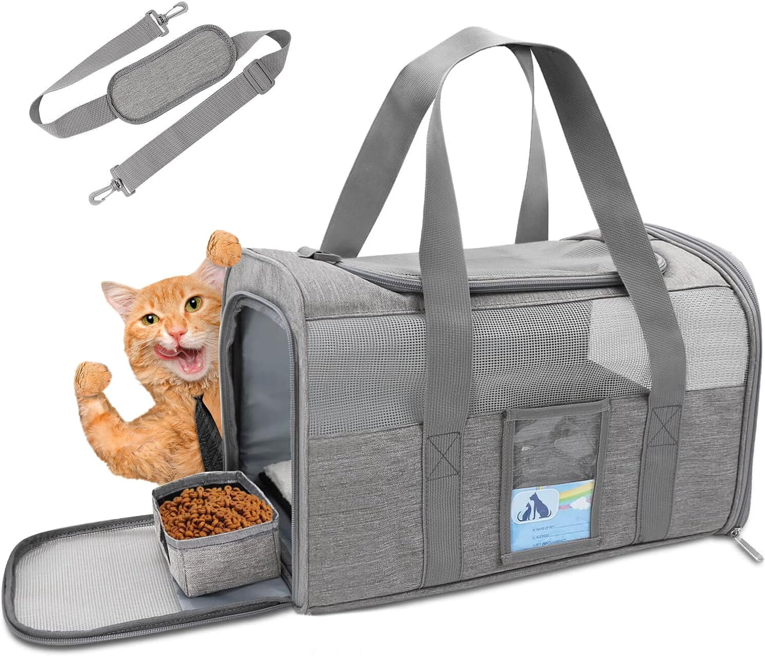 Airline-Approved Pet Carrier for Cats & Small Dogs - 15 lbs, Black, Soft & Collapsible