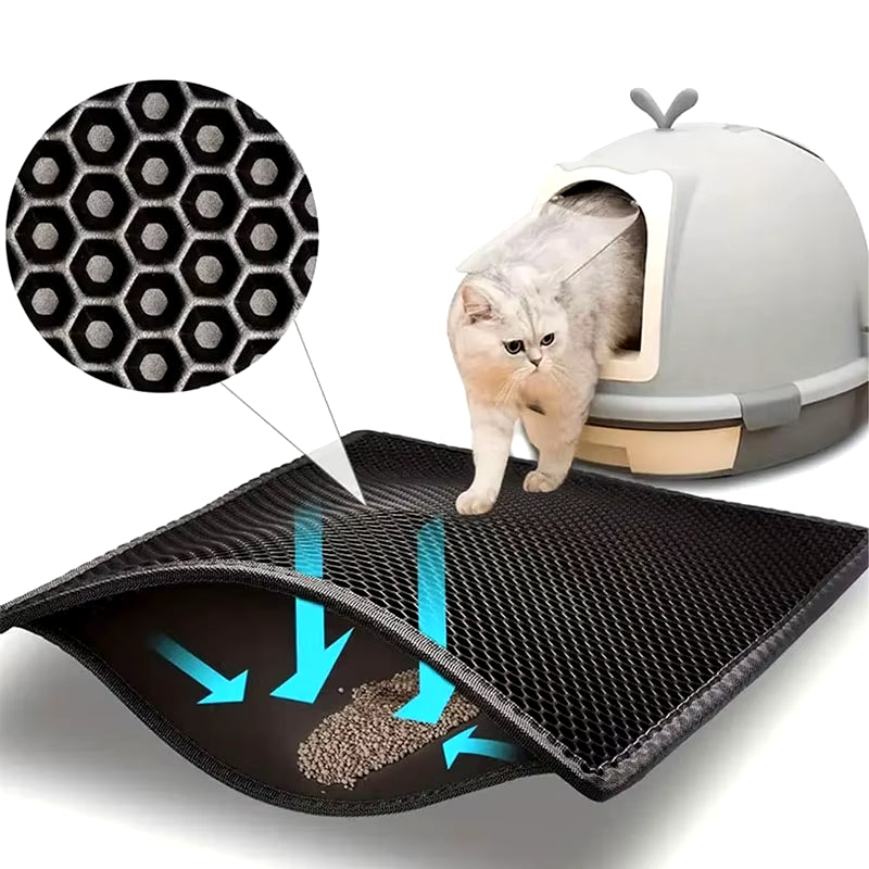 Waterproof Double-Layer Cat Litter Trapping Mat - Clean Pad for Pet Litter Boxes  