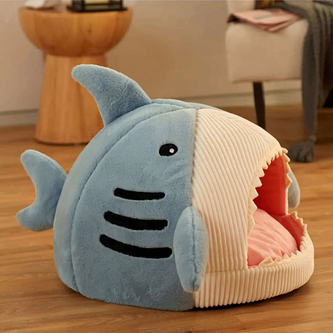 Luxury Plush Shark Pet Bed - Cozy & Playful Retreat for Cats & Small Dogs