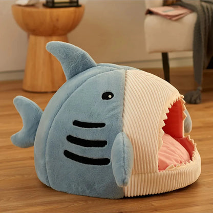 Luxury Plush Shark Pet Bed - Cozy & Playful Retreat for Cats & Small Dogs