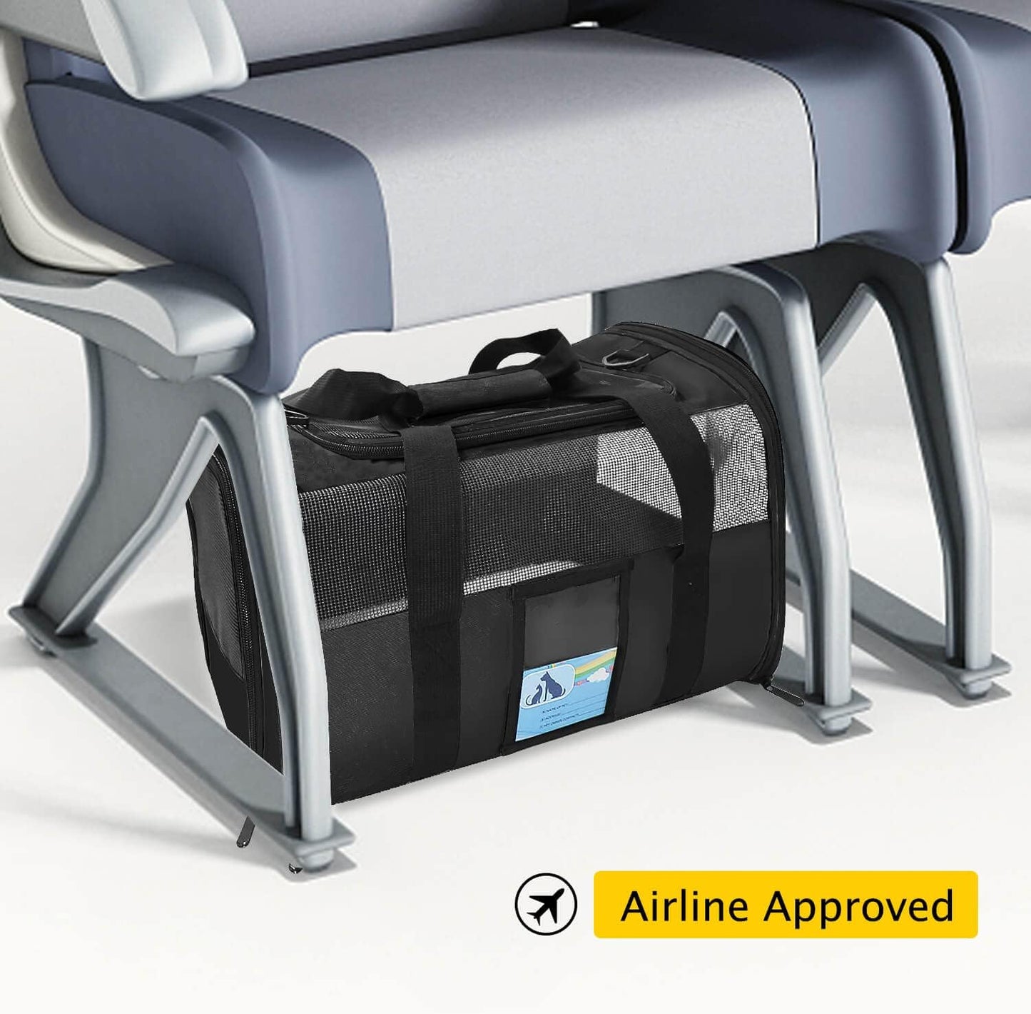 Airline-Approved Pet Carrier for Cats & Small Dogs - 15 lbs, Black, Soft & Collapsible