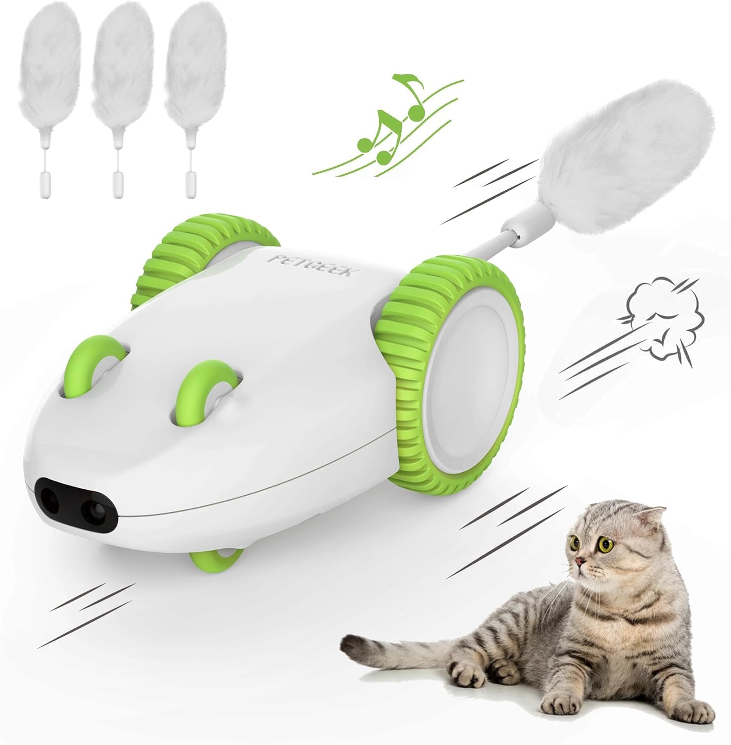 Hidey Mouse Electronic Interactive Cat Toy, Hide Mouse Cat Toy with Squeaky Mouse, Automatic Cat Toys with Catnip Filled Hidey Mouse, Cat Toys Interactive for Indoor Cats Play (Green)