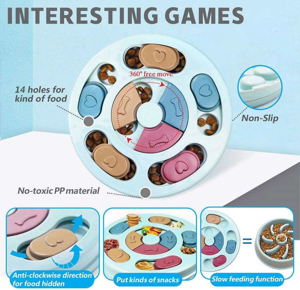 Interactive Slow Feed Dog Bowl Puzzle Toy – Brain Training Feeder for Digestion and Fun