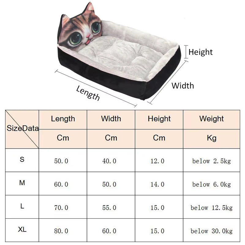 Winter Warm Cartoon Pet Bed Sofa - Washable Cozy Bed for Small Dogs & Cats 