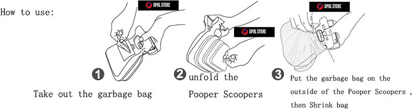 Foldable Dog Pooper Scooper with Waste-Decomposable Bag Dispenser and Leash Clip – Easy Clean Pet Travel Tool