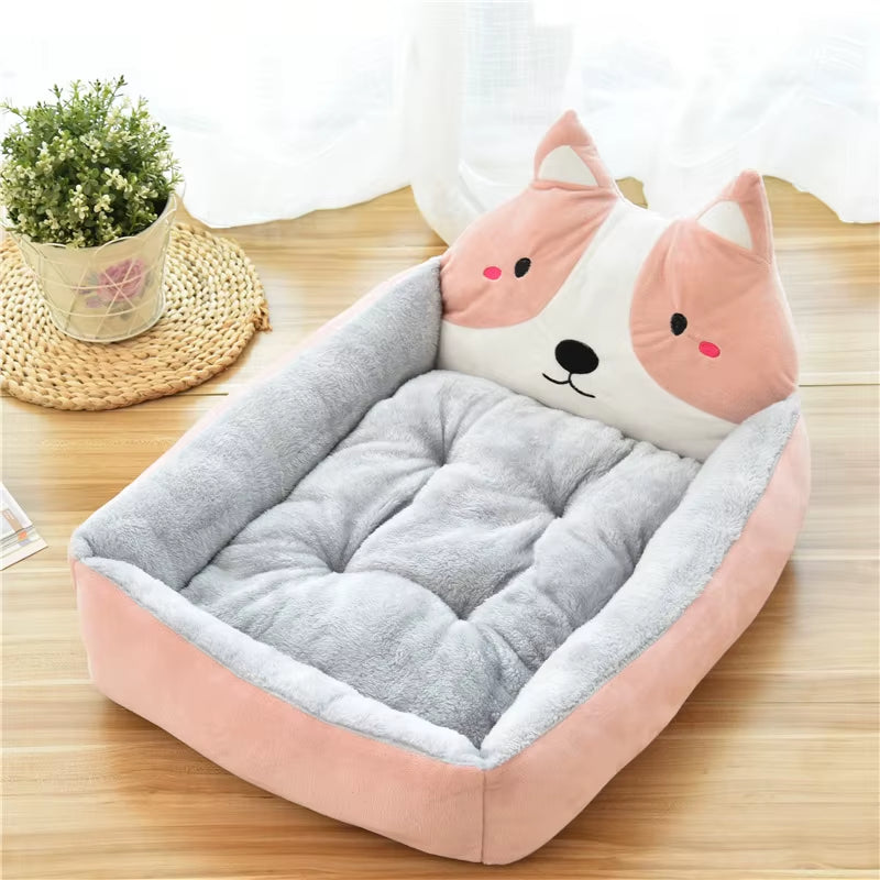 Winter Warm Cartoon Pet Bed Sofa - Washable Cozy Bed for Small Dogs & Cats 