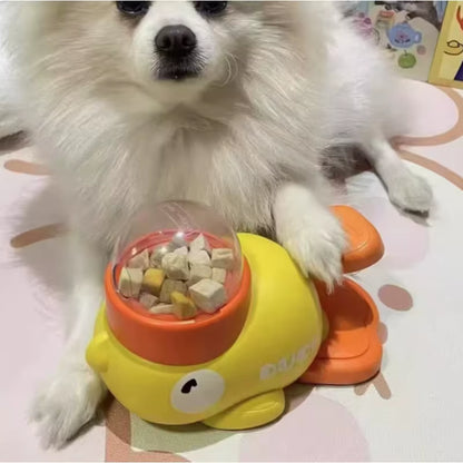 Interactive Dog Feeder Toy – Little Yellow Duck Shape with Cartoon Design, Anti-Slip Base for Intelligence Exercise and Fun Mental Stimulation