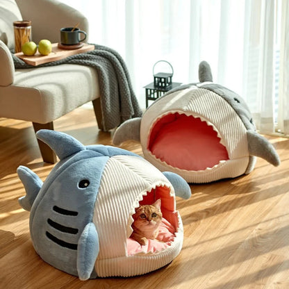 Luxury Plush Shark Pet Bed - Cozy & Playful Retreat for Cats & Small Dogs
