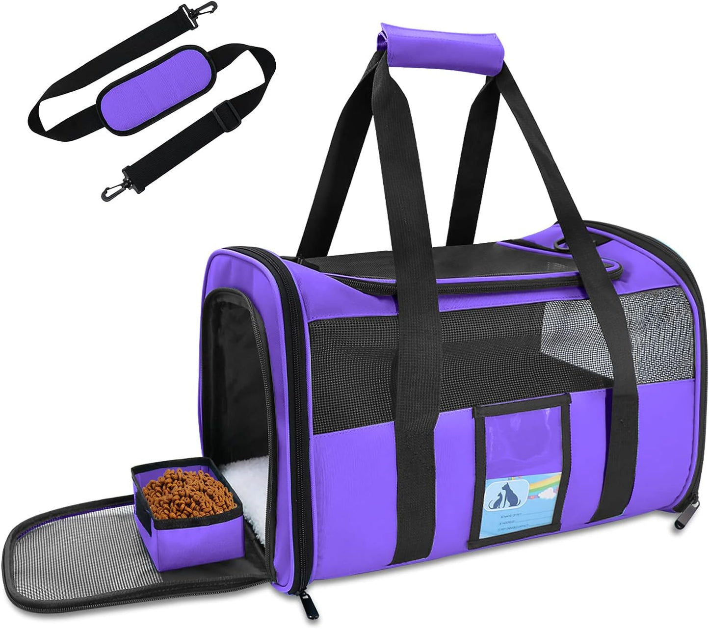 Airline-Approved Pet Carrier for Cats & Small Dogs - 15 lbs, Black, Soft & Collapsible
