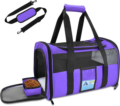 Airline-Approved Pet Carrier for Cats & Small Dogs - 15 lbs, Black, Soft & Collapsible