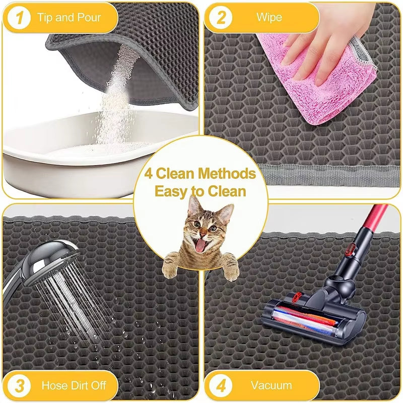 Waterproof Double-Layer Cat Litter Trapping Mat - Clean Pad for Pet Litter Boxes  