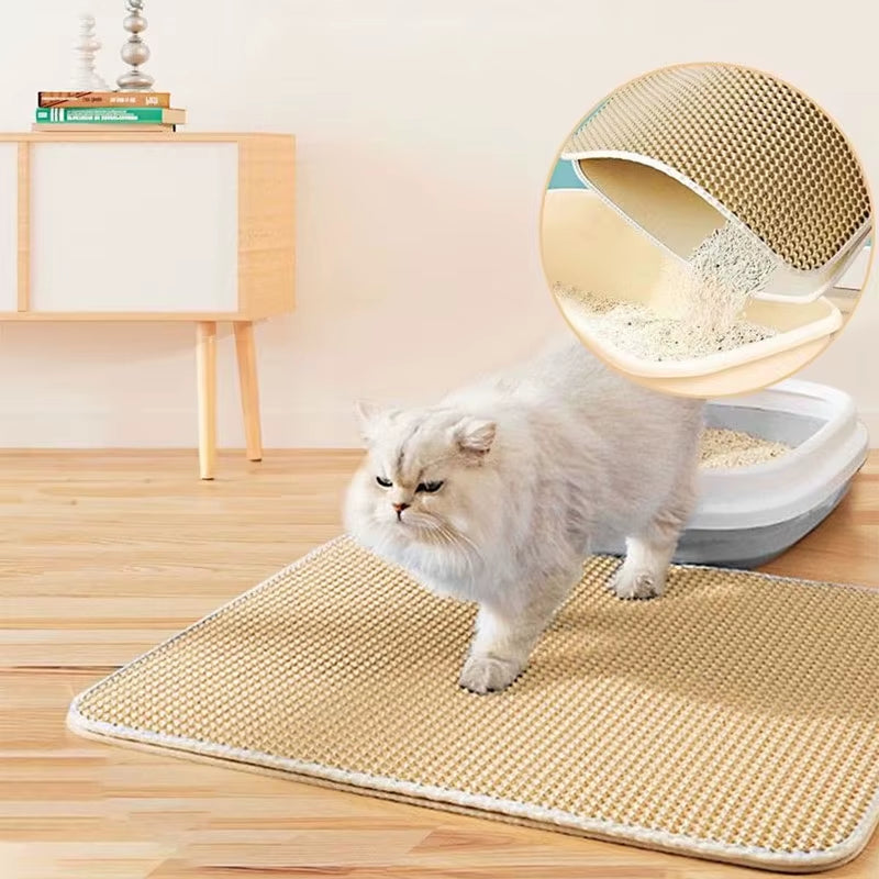 Waterproof Double-Layer Cat Litter Trapping Mat - Clean Pad for Pet Litter Boxes  