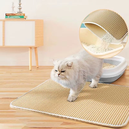 Waterproof Double-Layer Cat Litter Trapping Mat - Clean Pad for Pet Litter Boxes  
