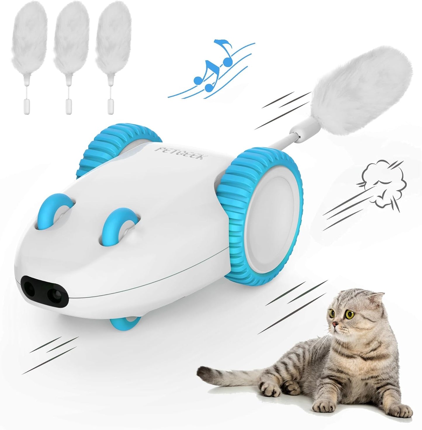 Hidey Mouse Electronic Interactive Cat Toy, Hide Mouse Cat Toy with Squeaky Mouse, Automatic Cat Toys with Catnip Filled Hidey Mouse, Cat Toys Interactive for Indoor Cats Play (Green)