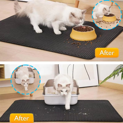 Waterproof Double-Layer Cat Litter Trapping Mat - Clean Pad for Pet Litter Boxes  