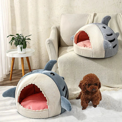 Luxury Plush Shark Pet Bed - Cozy & Playful Retreat for Cats & Small Dogs