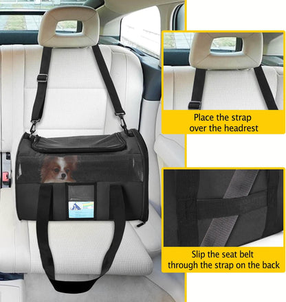 Airline-Approved Pet Carrier for Cats & Small Dogs - 15 lbs, Black, Soft & Collapsible