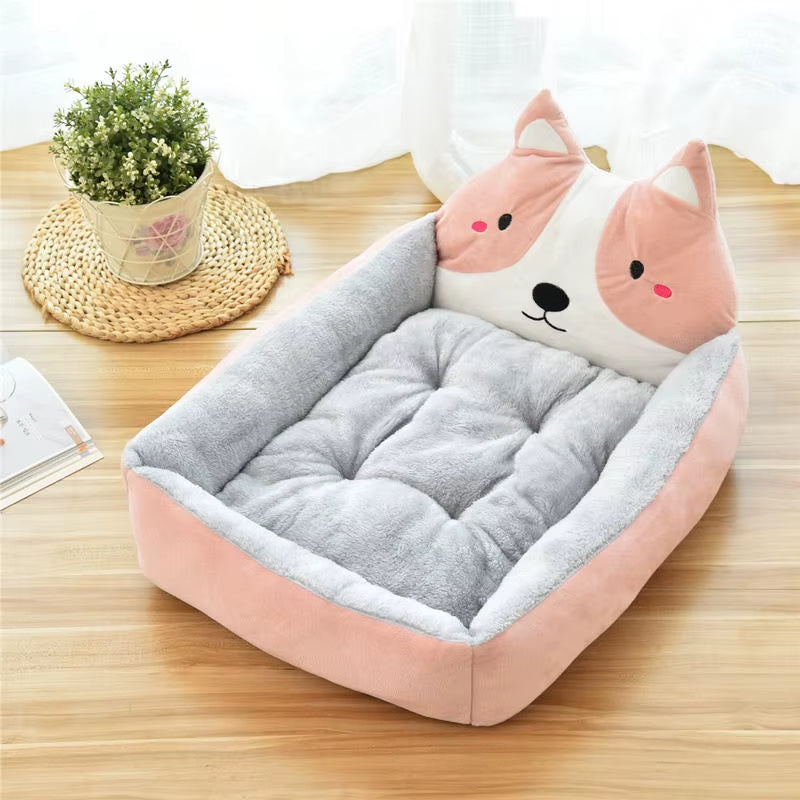 Winter Warm Cartoon Pet Bed Sofa - Washable Cozy Bed for Small Dogs & Cats 