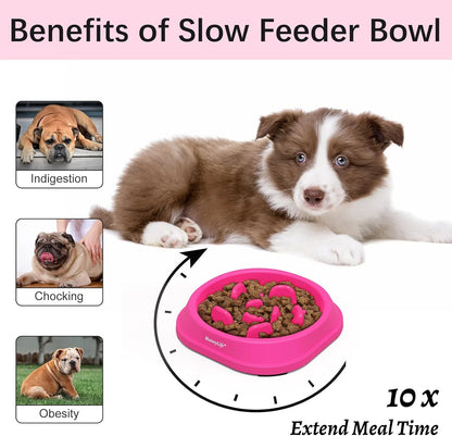 Slow Feeder Dog Bowls, Non Slip Cat Food Bowls, Bloat Stop Maze Pet Dishes, Interactive Feeder for Small Breeds 1 Cup Purple